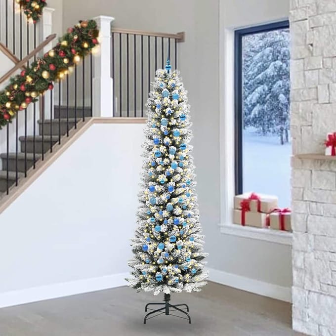 vidaXL - Kunstkerstboom - Wit - 240 - cm - PVC - en - Metaal - en - Plastic