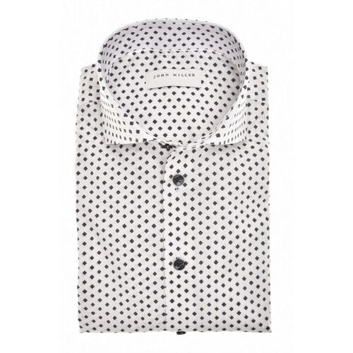 John Miller Overhemd Fantasy Diamond Pattern Wide-Spread Collar Cotton Stretch Navy / male