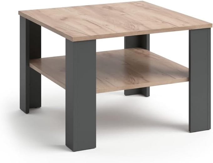 Moderne Salontafel met Extra Opbergplank Anthraciet/Zand 60x42 cm