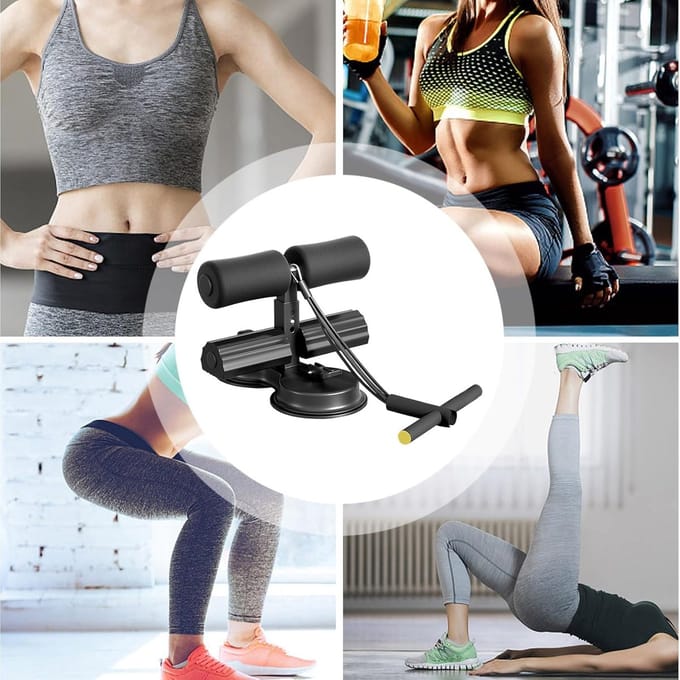 Sit-Up Hulp - Buikspier Trainer - Core Training - Geïntegreerde Weerstandsband - One Size - Zwart