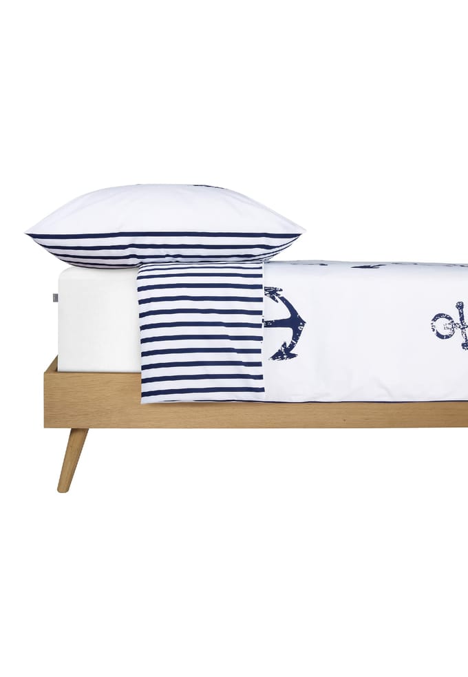 Omkeerbaar beddengoed, 2-delig, Renforcé, ankers en strepen, wit/navy - SCHIESSER Home 155*220