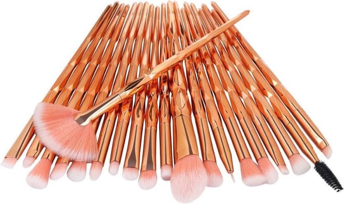 Scoby - Diamond Make-Up Kwastenset - Foundation en Oogschaduw Brushes - Beauty Penseel - 20 Stuks - Goud