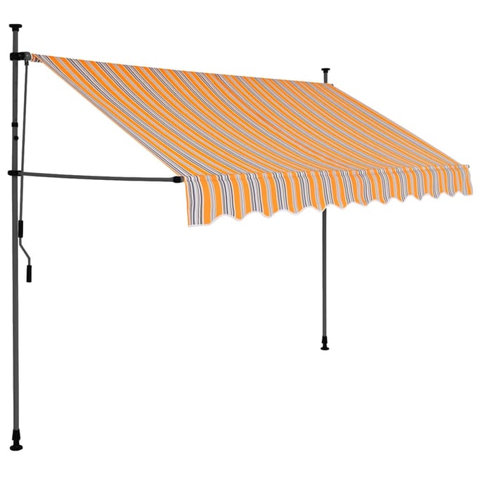 vidaXL - Luifel - handmatig - uitschuifbaar - met - LED - 250 - cm - geel - en - blauw