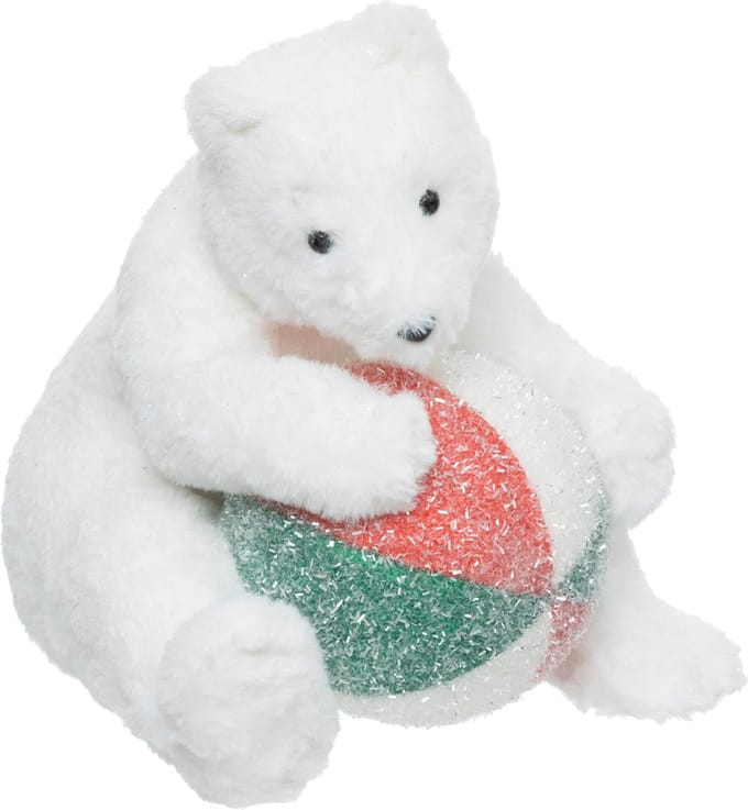 Fééric Lights and Christmas Beeldje IJsbeer met bal - 30x30x30cm - Wit