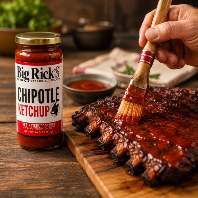 Big Rick’s Chipotle Ketchup Sauce – Pittige BBQ Saus met Chipotle – 340 ml