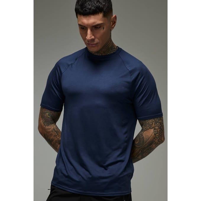 Tall Men's Active Lightweight Essentials Gym Regular Fit Raglan T-shirt | Navy | Size XS