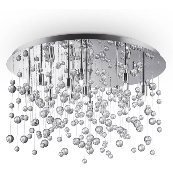 Ideal Lux plafondlamp Neve 12-lamps chroom/helder Ø 63cm