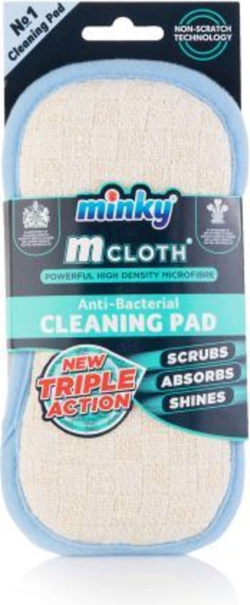 Minky - Schoonmaakpad Triple Action Anti-Bacterieel - Polyester - Blauw