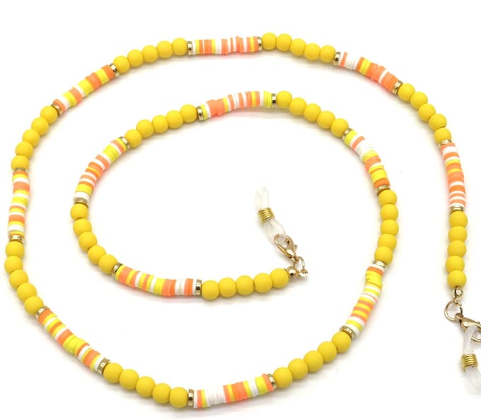 Brillenkoord met Kralen - Ketting voor Zonnebril - Geel