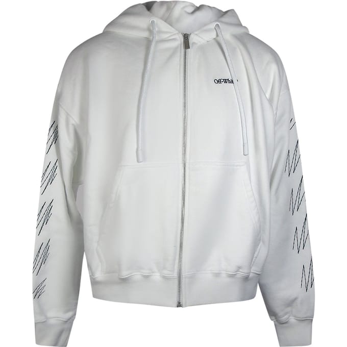 Off-white Stitch Diags Zip Skate Hoodie Wit