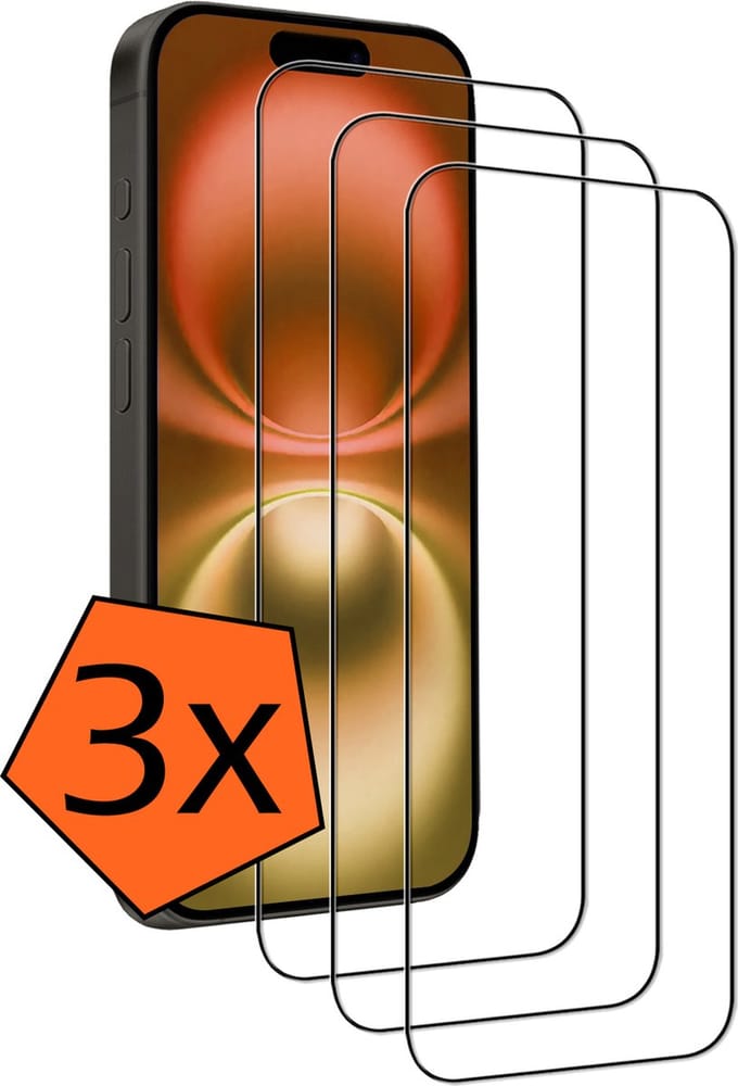 Screenprotector - 3 Stuks - Geschikt voor Apple iPhone 16 Plus - Full Cover - Gehard Glas - Beschermglas - Tempered Glass - Screen Protector