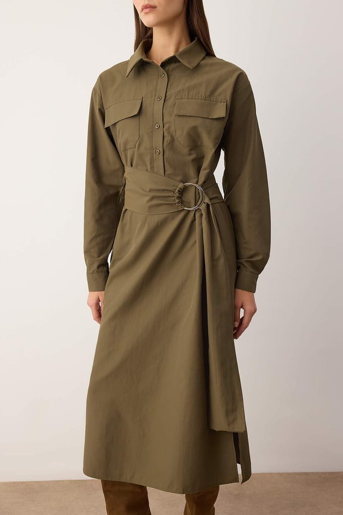 Damesjurk, plat model, midi-lengte, casual/casual A-lijn