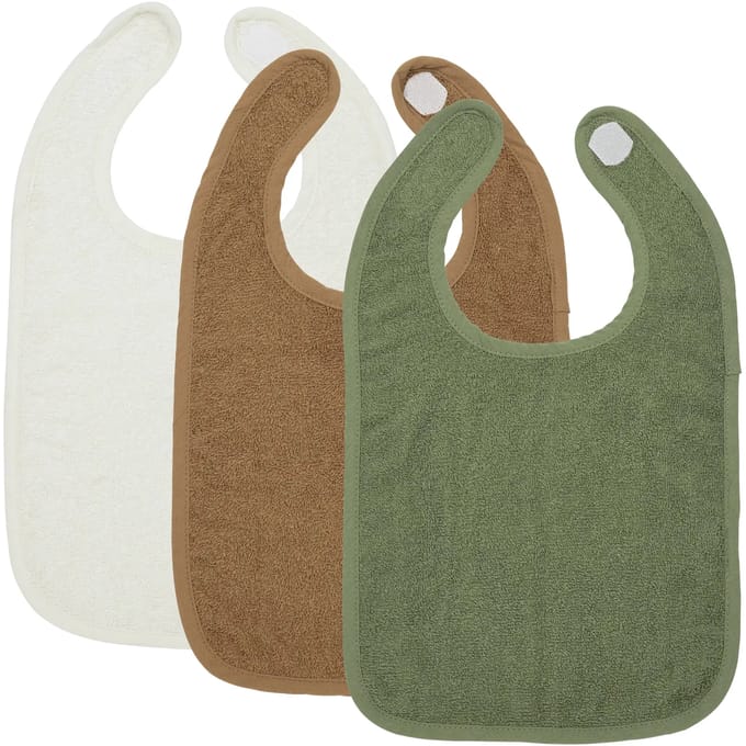 Meyco Baby Uni slab - 3-pack - badstof - offwhite/toffee/forest green