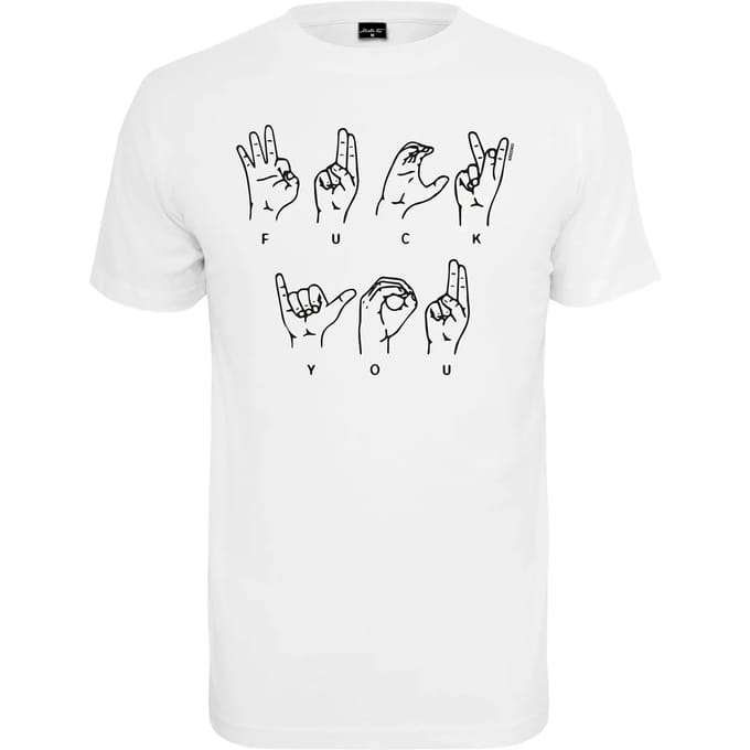Mister Tee - FU Sign Language Heren T-shirt - S - Wit
