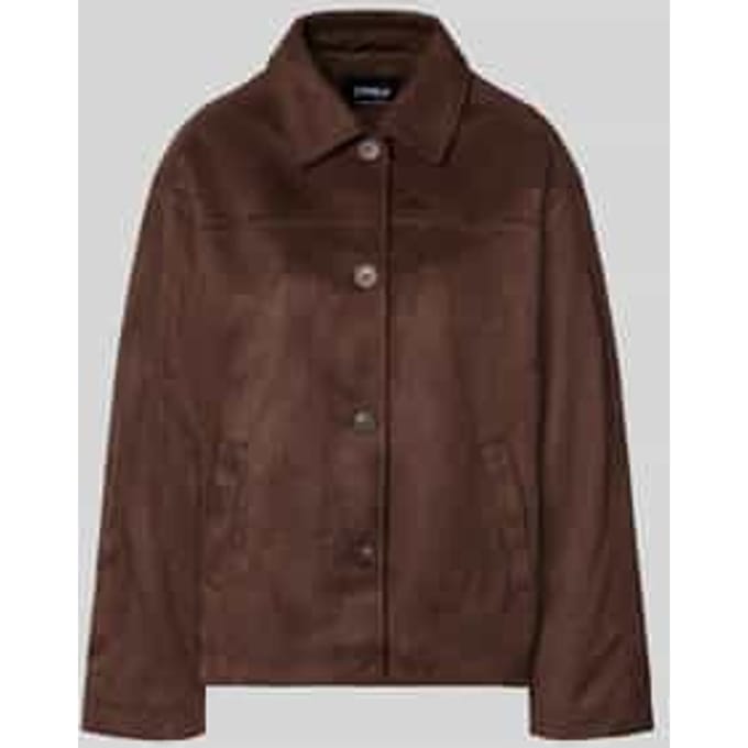 Regular fit kunstleren jack in velourslook model 'CAROLINA'