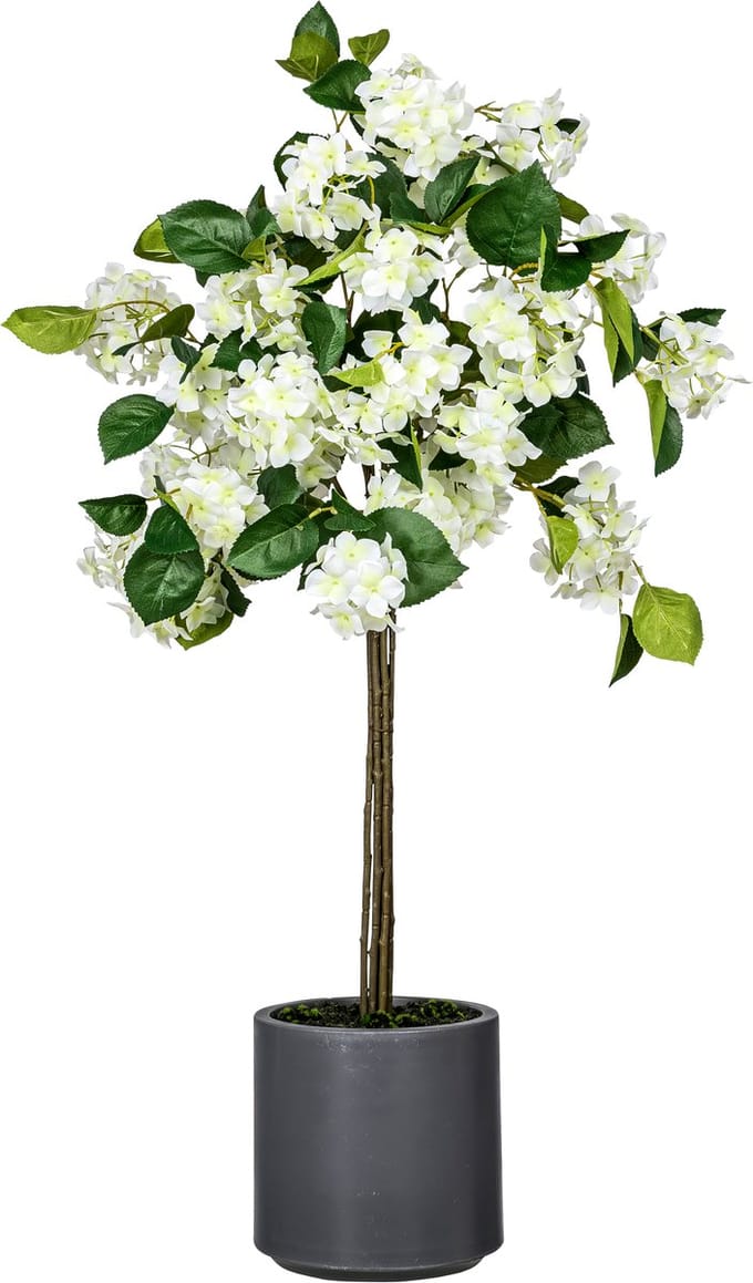Kopu Kunstplant Hortensiastam 94cm - Met pot - grijs/wit