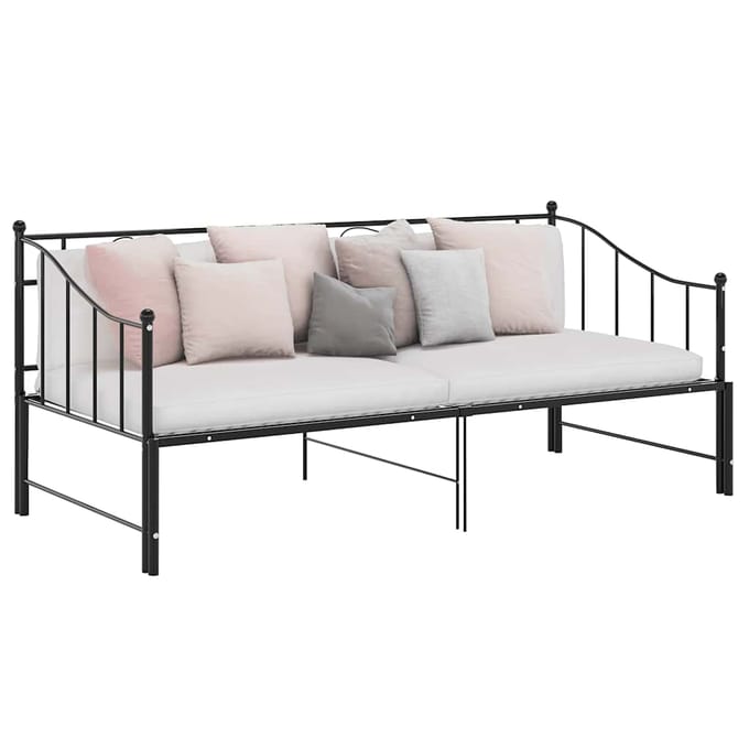 vidaXL - Slaapbank - uittrekbaar - metaal - zwart - 90x200 - cm
