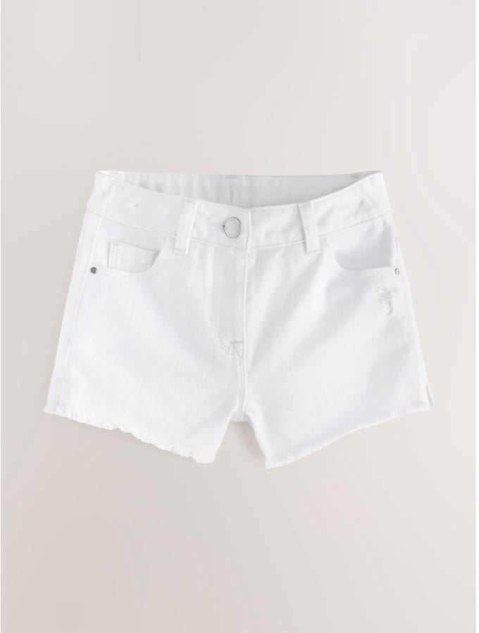 Next - Meisjes - Denim short met gerafelde rand en standaardlengte - Wit