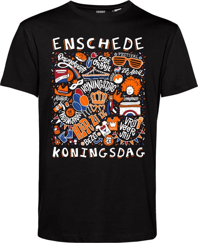T-shirt Enschede Oranjekoorts | Zwart | maat M