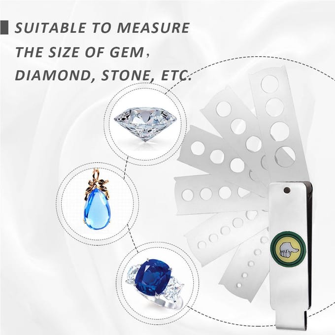 Équipement de Bijouterie Accessoire Diamant Gemme Jauge Ventilateur Outil de Mesure de Pierre white