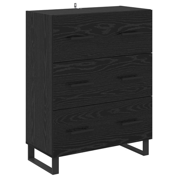 vidaXL Dressoir Zwart Eiken 69,5 x 34 x 90 cm Gemonteerd hout en ijzer