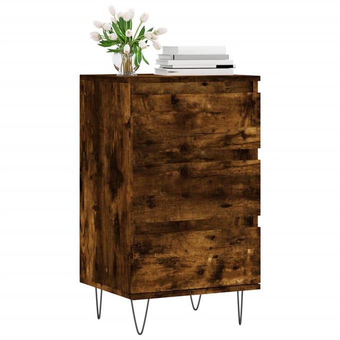 vidaXL - Dressoir - 40x35x70 - cm - bewerkt - hout - gerookt - eikenkleurig