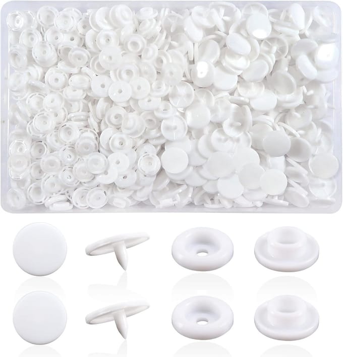 150 Sets Plastic Drukknopen T8, 14 mm, Wit voor Accessoires, Kleding, DIY Projecten en Creatieve Knutselwerkjes