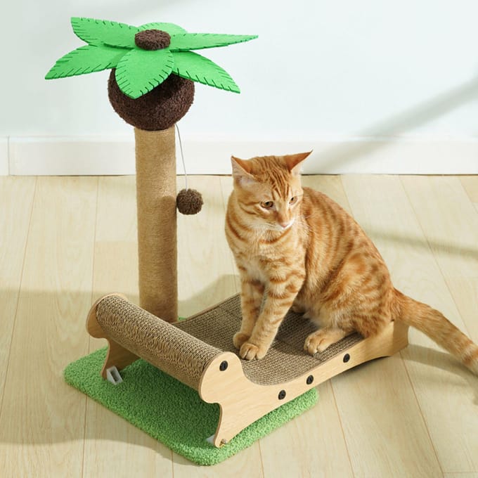 Krabpaal met Strandstoel Multifunctioneel Sisal 4 Seizoenen Universeel Krabplank voor Katten beige