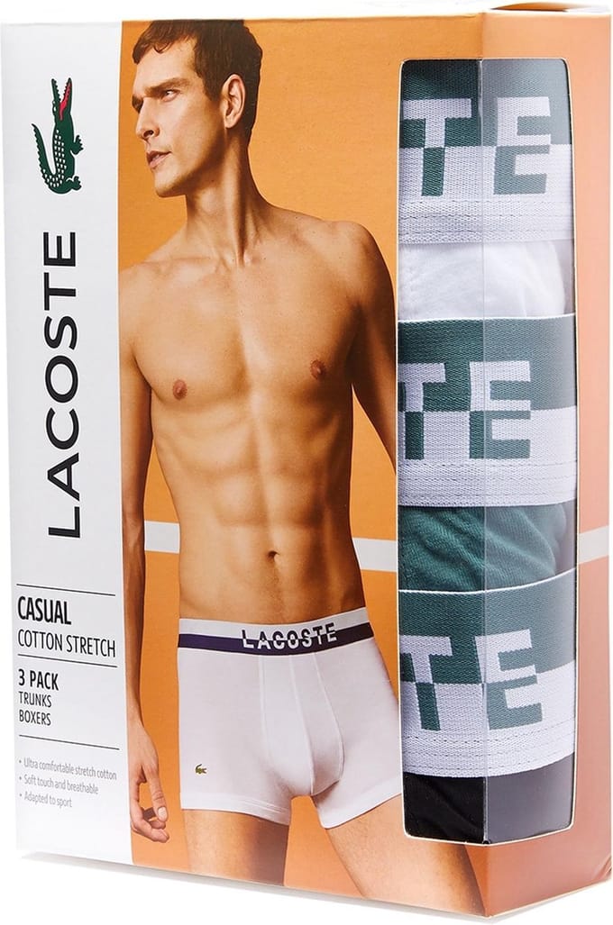 Lacoste - Maat XS - Heren 3-pack Trunk - Groen/Wit/Zwart
