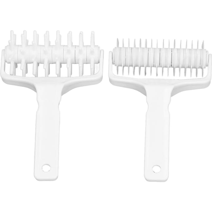 2 Stuks Pizza Deegroller Docker Plastic Korst Gatenmaker met Lange Handgreep voor Gebak Taart Koekjes white