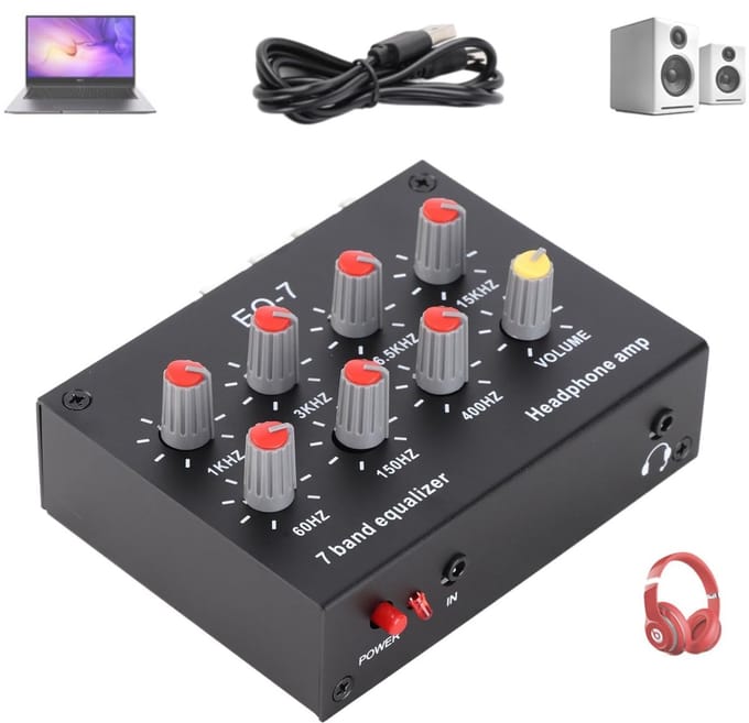 Allecto - 7-Band Sound Sequalizer - Digitale Equalizer - Hoofdtelefoon Compatibel - 3.5mm Interface - Geluidsregeling - Geschikt voor Audioliefhebb...