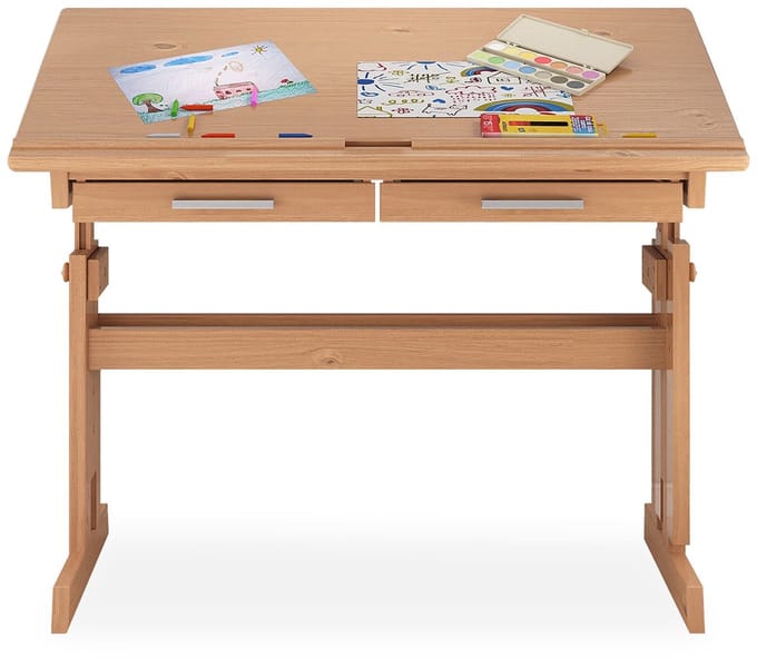 Kinderbureau OLIVIA van grenenhout met lades in beukenkleur