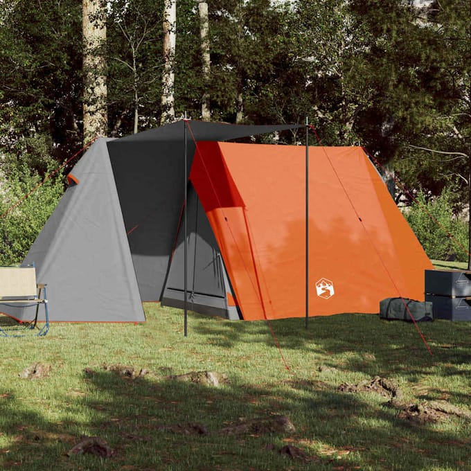 vidaXL - Tent - 3-persoons - waterdicht - grijs - en - oranje