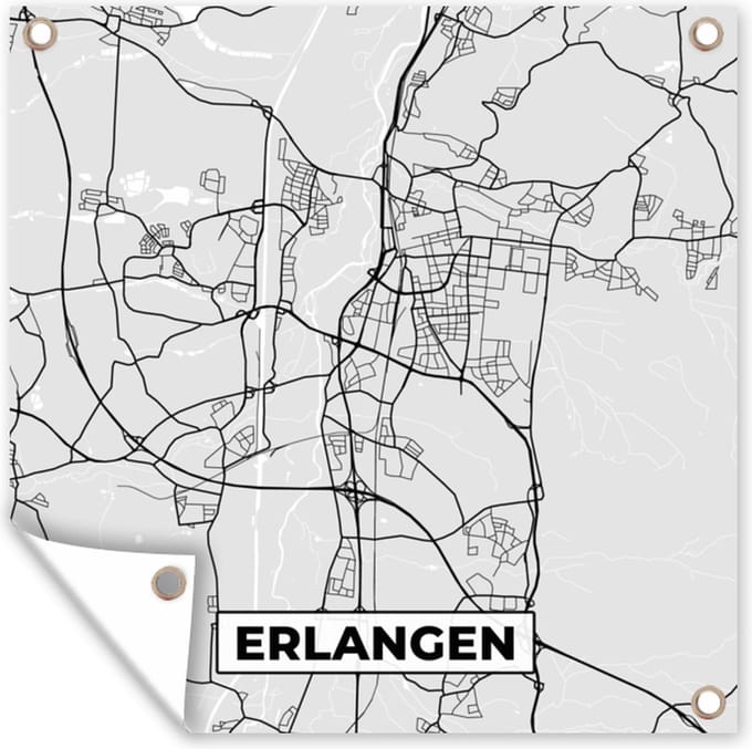 Tuindoek Stadskaart - Duitsland - Plattegrond - Erlangen - Kaart - 100x100 cm