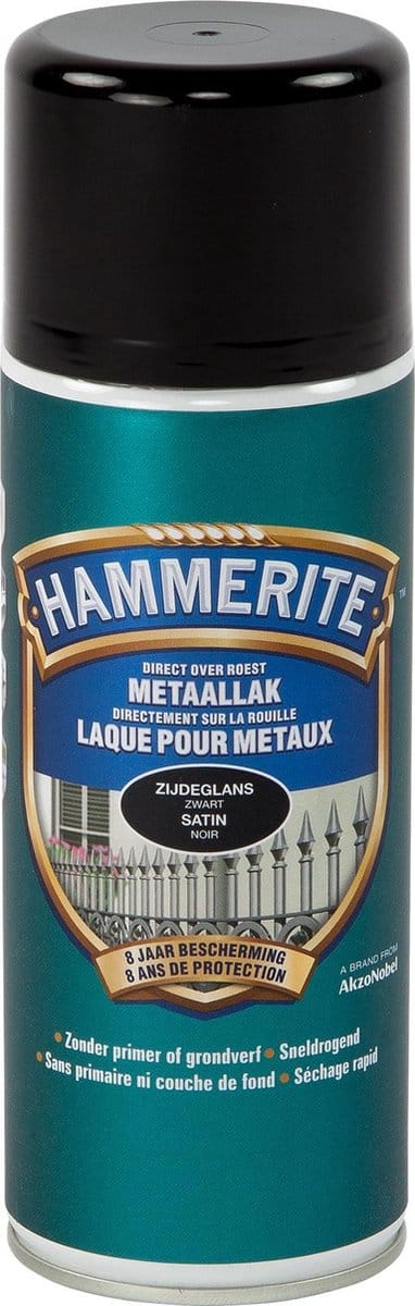 Hammerite Metaallak - Spray - Satin - Zwart - 0.4L