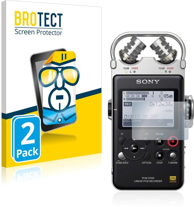 BROTECT - Screenprotector voor Sony PCM D100 - Folie Beschermfolie transparant 2 Stuks