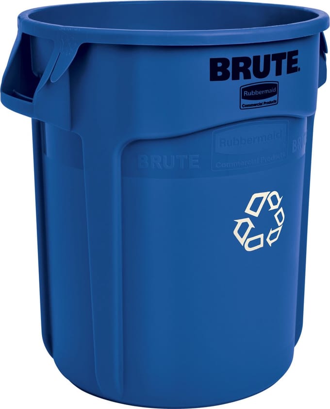 Rubbermaid Brute afvalemmer 75,7 liter blauw + recycle