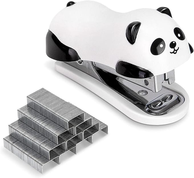 Mini Nietmachine - Kantoormachine Panda - Papier Bevestigen - Ingebouwde nietverwijderaar - 6.1 cm - Panda