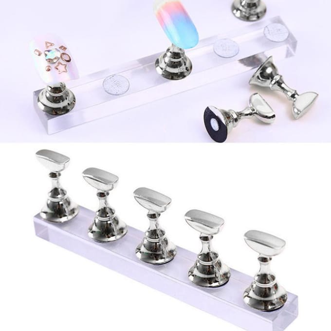 Nagel Oefenstandaard Basis Display Houder Nail Art Presentatie Rek Manicure Tool zilver