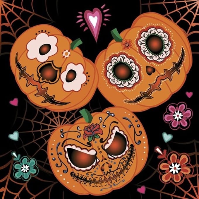 Lunch servetten Mexican pumpkins - Daisy - 33x33 cm