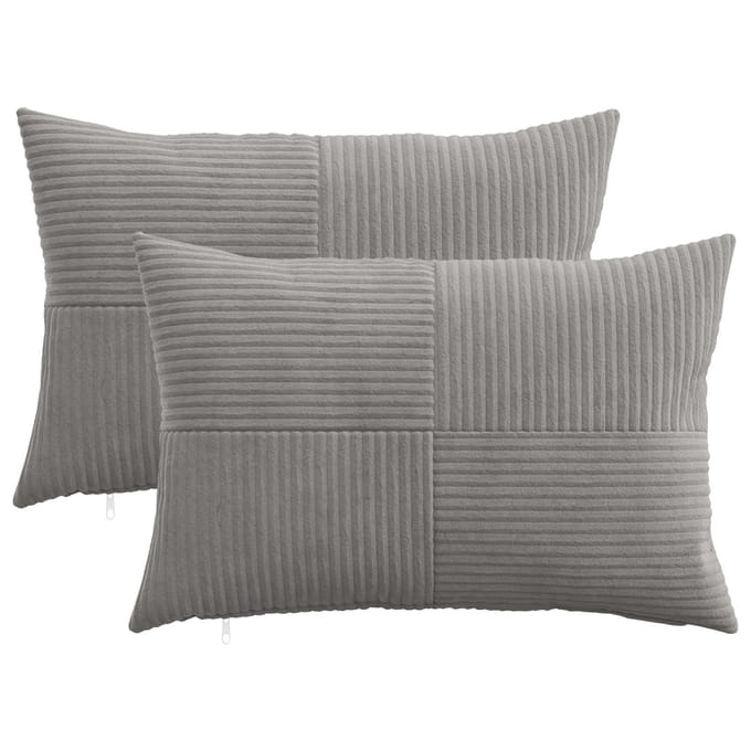 vidaXL - Kussensloop - 2 - pcs - ALMELO - Lichtgrijs - 50 - x - 75 - cm - corduroy