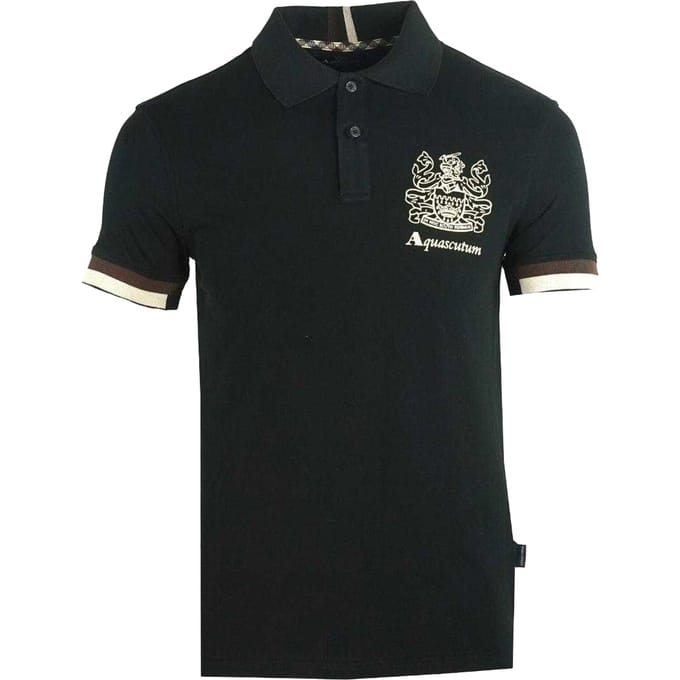 Aquascutum Heren Aldis Crest Logo Poloshirt (Zwart)