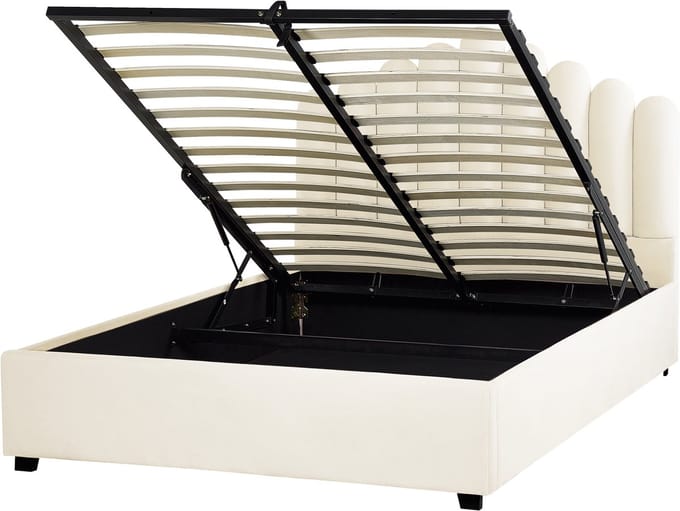 VINCENNES - Bed met opbergruimte - Wit - 140 x 200 cm - Fluweel