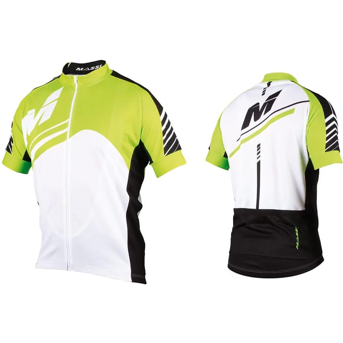 Massi Vesta Korte Mouw Wielertrui Geel,Wit S Man