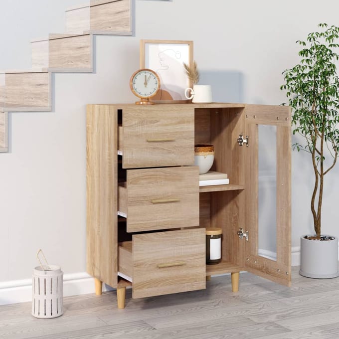 vidaXL - Dressoir - 69,5x34x90 - cm - bewerkt - hout - sonoma - eikenkleurig