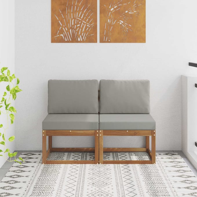 vidaXL - 2 - Stuk - Buiten - Midden - Sofa - Massief - Acacia - Hout - Naturel