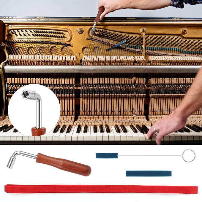 Professionele piano-tuningkit Stemsleutel Hamer Temperamentstrip Mute Kit Piano DIY-bevestigingsset 1 Kit red