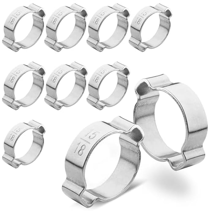 10 Stuks Dubbele Oor Klemmen 15-18mm - RVS Slangklemmen
