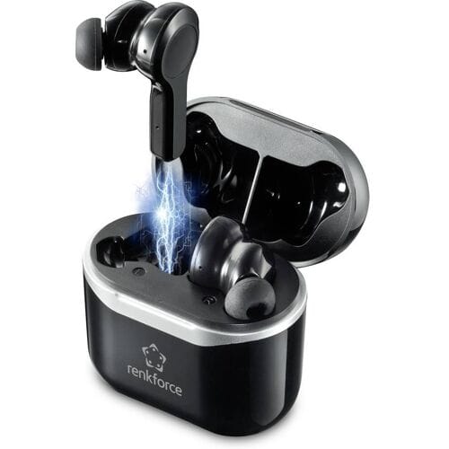 Renkforce RF-NCE-500 In Ear oordopjes Bluetooth Zwart Noise Cancelling Headset, Volumeregeling