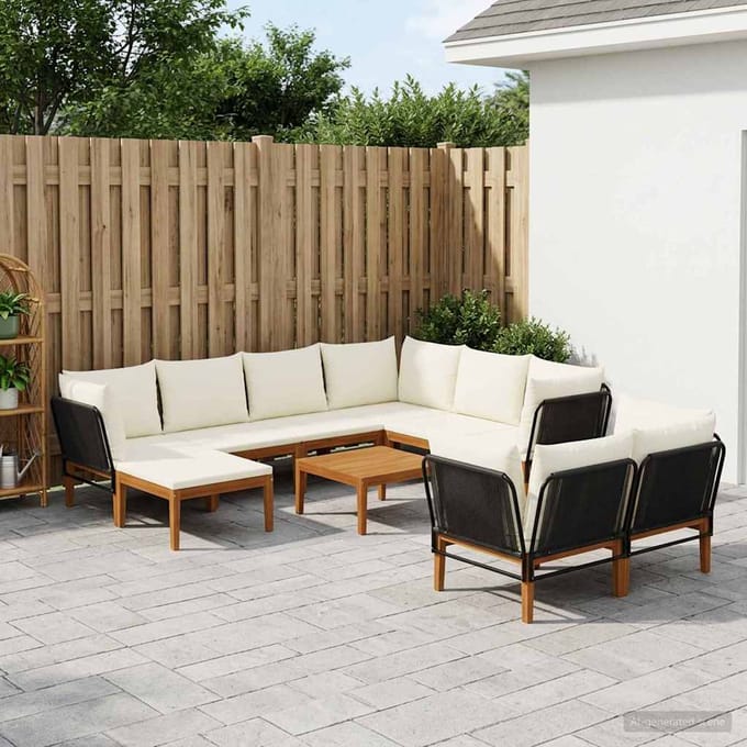 vidaXL - 10 - st - Massief - acaciahout - & - touw - Naturel